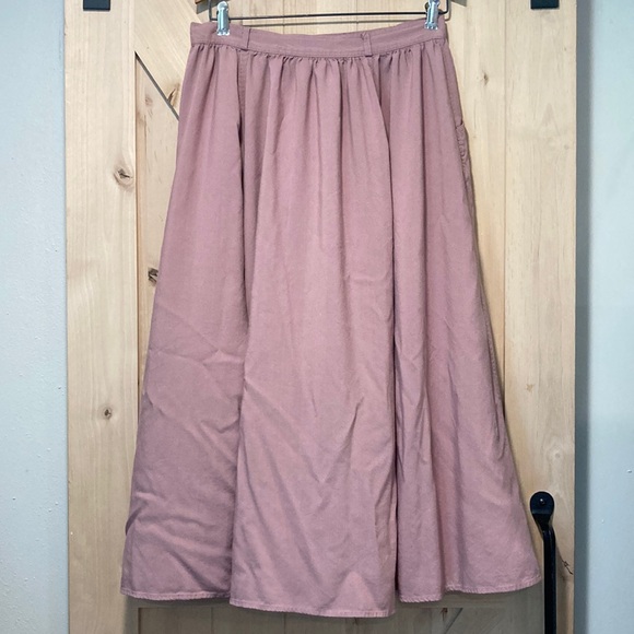 Vintage Dusty Rose Maxi Skirt Rayon Size 14 - Picture 2 of 14